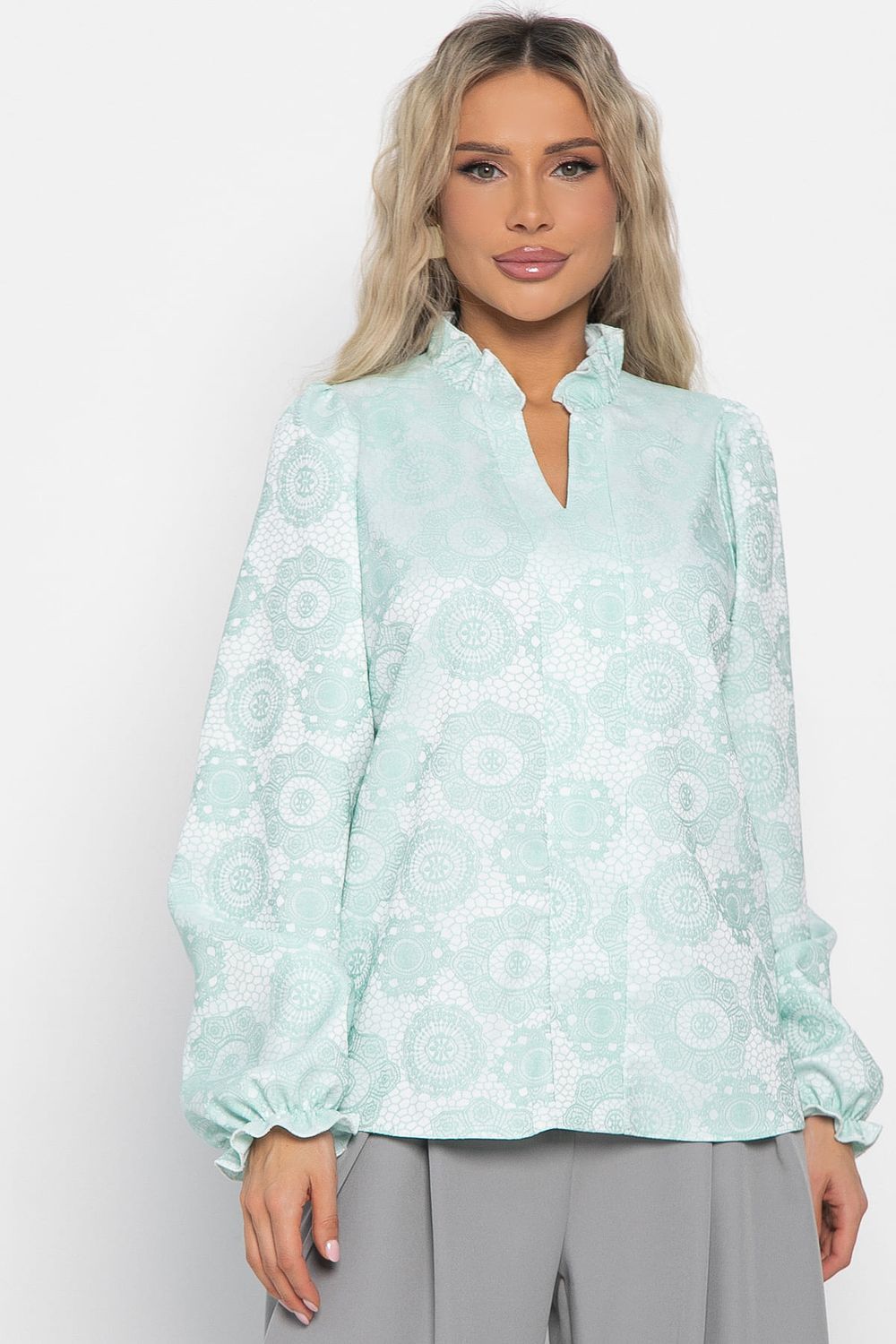 Блуза Доменика (бело-мятная) Б15017-18М LT Collection
