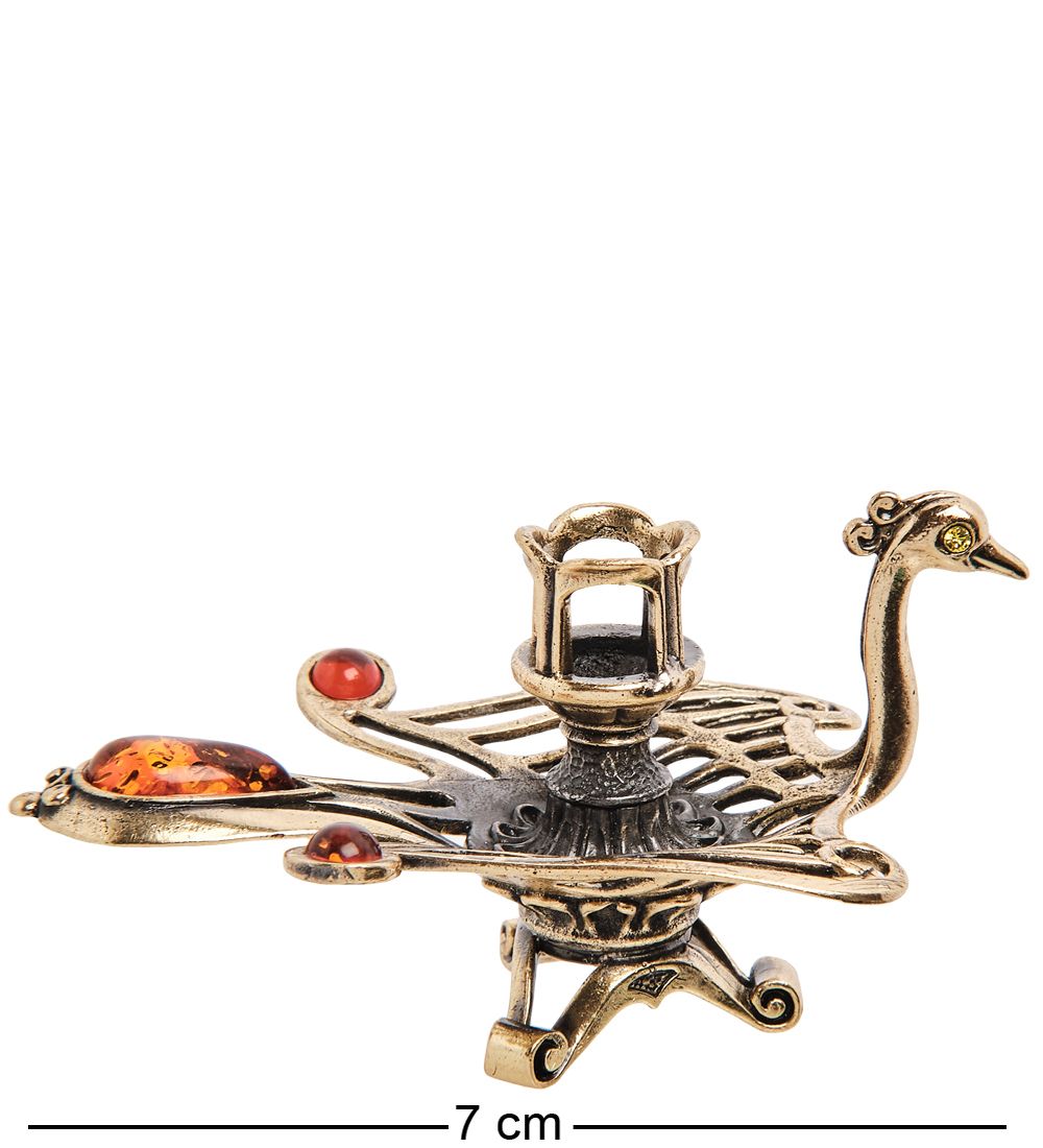 Народные промыслы AM-3054 Подсвечник «Жар-птица» (латунь, янтарь)