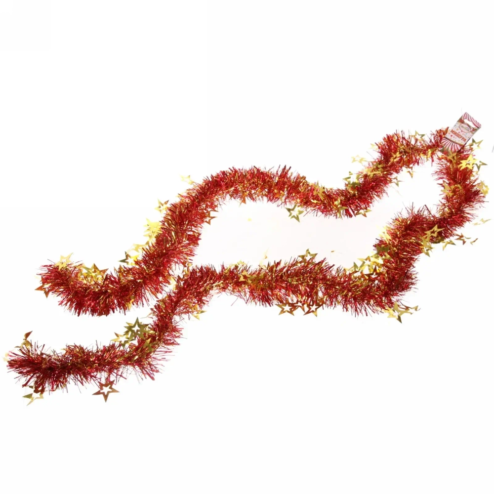 Мишура 2м 8см «Звезда», Красный/золото