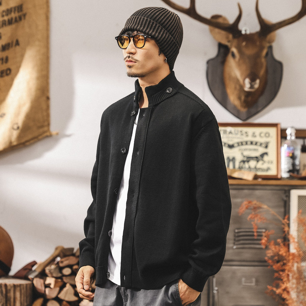 Американский ретро-кардиган из плотной ткани, мужской весенне-осенний новый свободный,полугольф, вязаный жакет для мужчин на осень и зиму