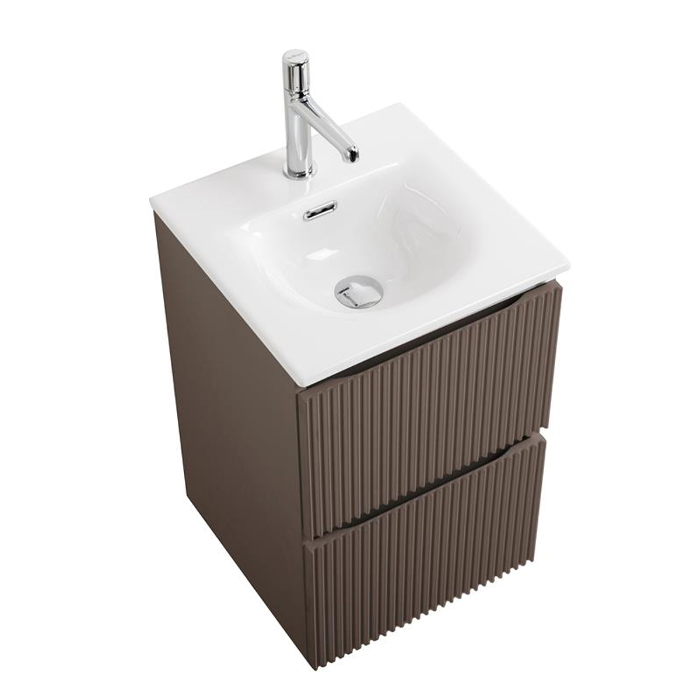 Тумба с раковиной подвесная BelBagno UNO-MINI-400-2C-SO-CO Бежевый матовый, раковина белая BB-8099-3-40