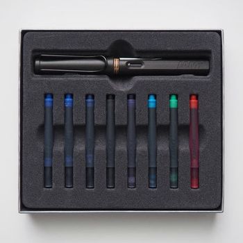 Набор Lamy Safari ручка умбра перо F + картриджи ассорти 8 шт (4000202/К)