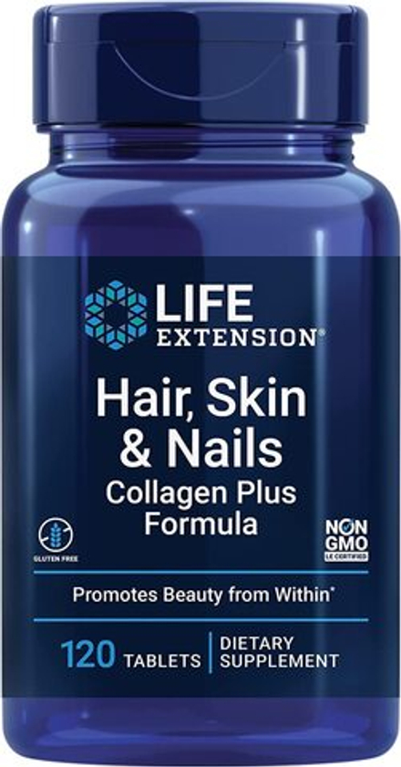 Life Extension, Комплекс для волос, кожи и ногтей, Hair, Skin & Nails Collagen Plus Formula, 120 таблеток