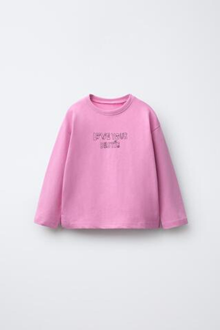 ZARA ФУТБОЛКА С ПРИНТОМ, РОЗОВЫЙ