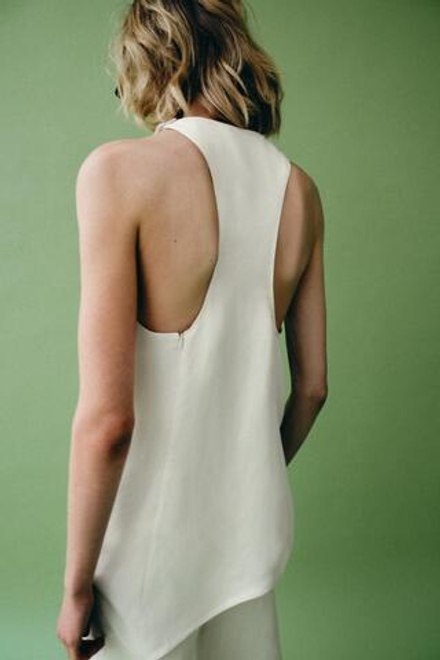 ZARA АСИММЕТРИЧНЫЙ ТОП — ZW COLLECTION, ЭКРЮ