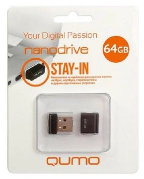 Флешка USB Flash накопитель 64Gb QUMO Nano Black