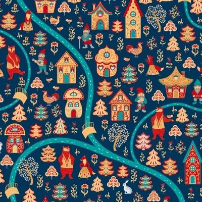 Карта сказочной страны с гномами, лисам, медведями. (Дизайнер Irina Skaska)