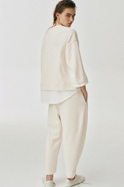 ZARA КОМБИНИРОВАННАЯ ТОЛСТОВКА С ДЛИННЫМИ РУКАВАМИ, ЭКРЮ