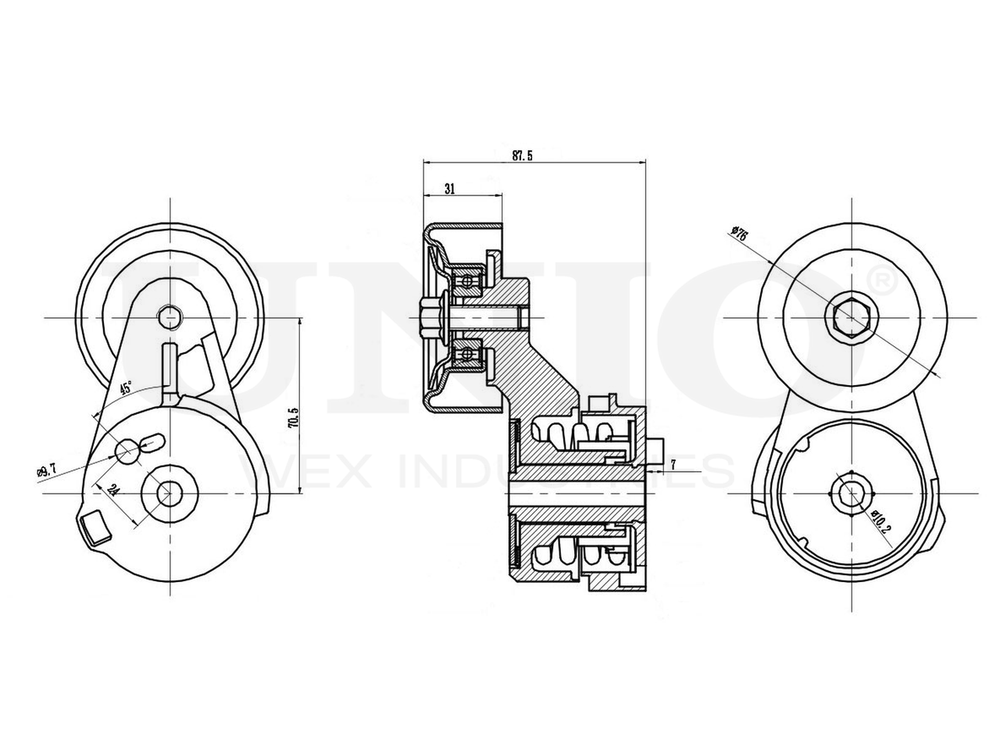 Ролик с натяжителем приводного ремня UNIO TNS-10041