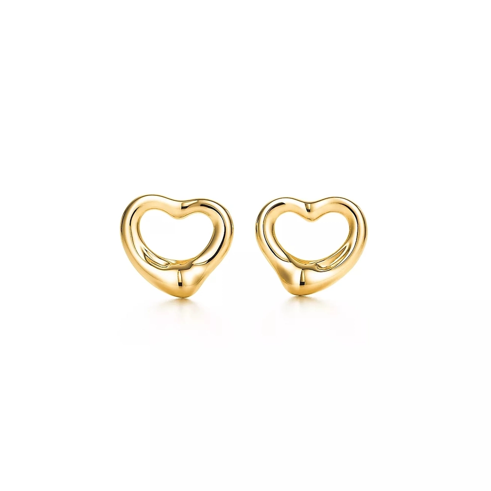 Серьги из жёлтого золота 18k, Tiffany💝 Open heart, Elsa Peretti. Единственные в наличии