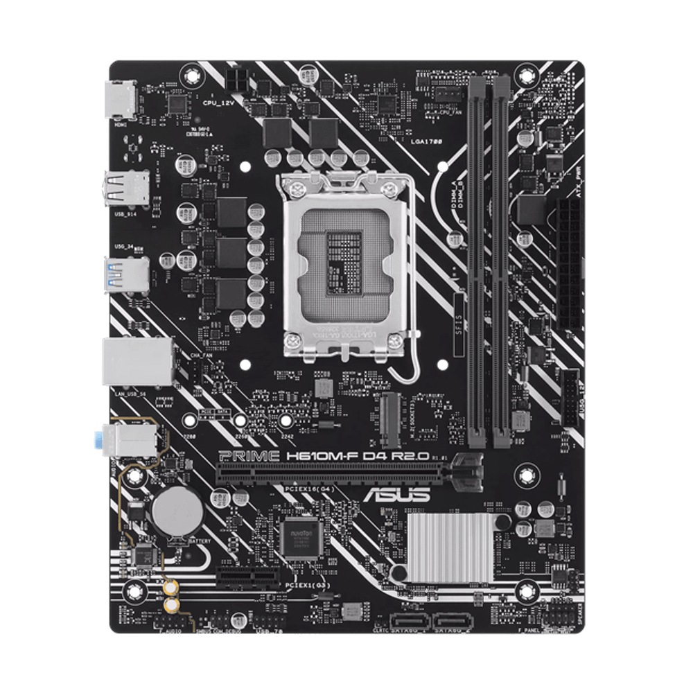Материнская плата ASUS PRIME  H610M-F D4 R2.0, LGA1700 2xDDR4 2xSATA3 1xM.2 1xHDMI mATX