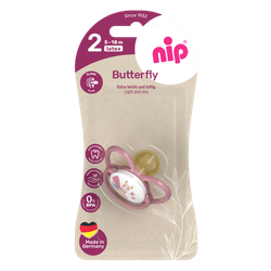 NIP Соска пустышка, латекс, размер 2 "Butterfly" Лама (5-18 мес) 1 шт