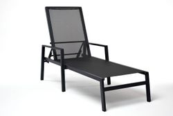 "Парма" шезлонг из алюминия темно-серый (RAL7024) муар, ткань текстилен темно-серая