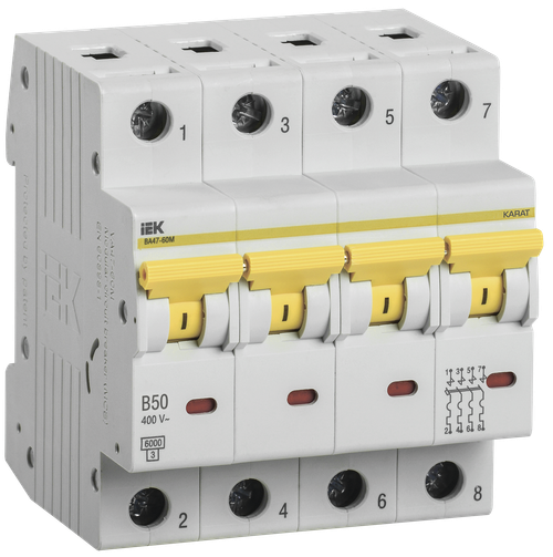 KARAT Автоматический выключатель ВА47-60M 4P B 50А 6кА IEK