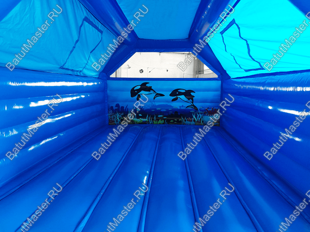 Большой надувной батут "Океан" с крышей