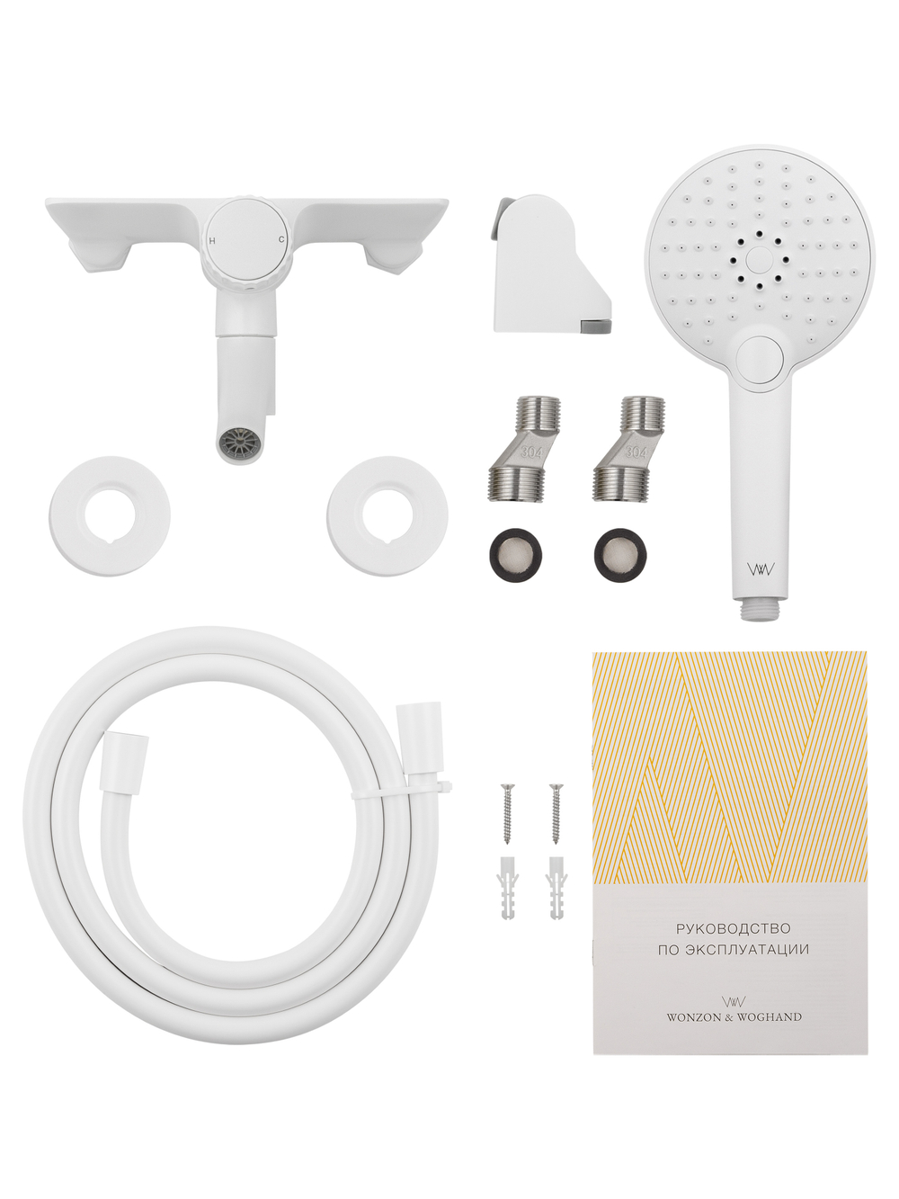 Смеситель для ванны с душем WONZON & WOGHAND CLICK, Белый матовый (WW-FE05L221-MW)