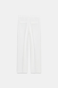 ZARA БРЮКИ ПРЯМОГО КРОЯ — ZW COLLECTION, БЕЛЫЙ