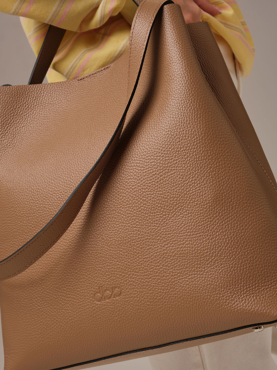 Кожаная сумка шоппер Olga DBR 30948 коричневый капучино