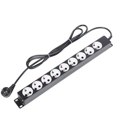 ЦМО Блок силовых розеток 10А со шнуром (2 м.) 19" без выключателя, 9 розеток, цвет черный