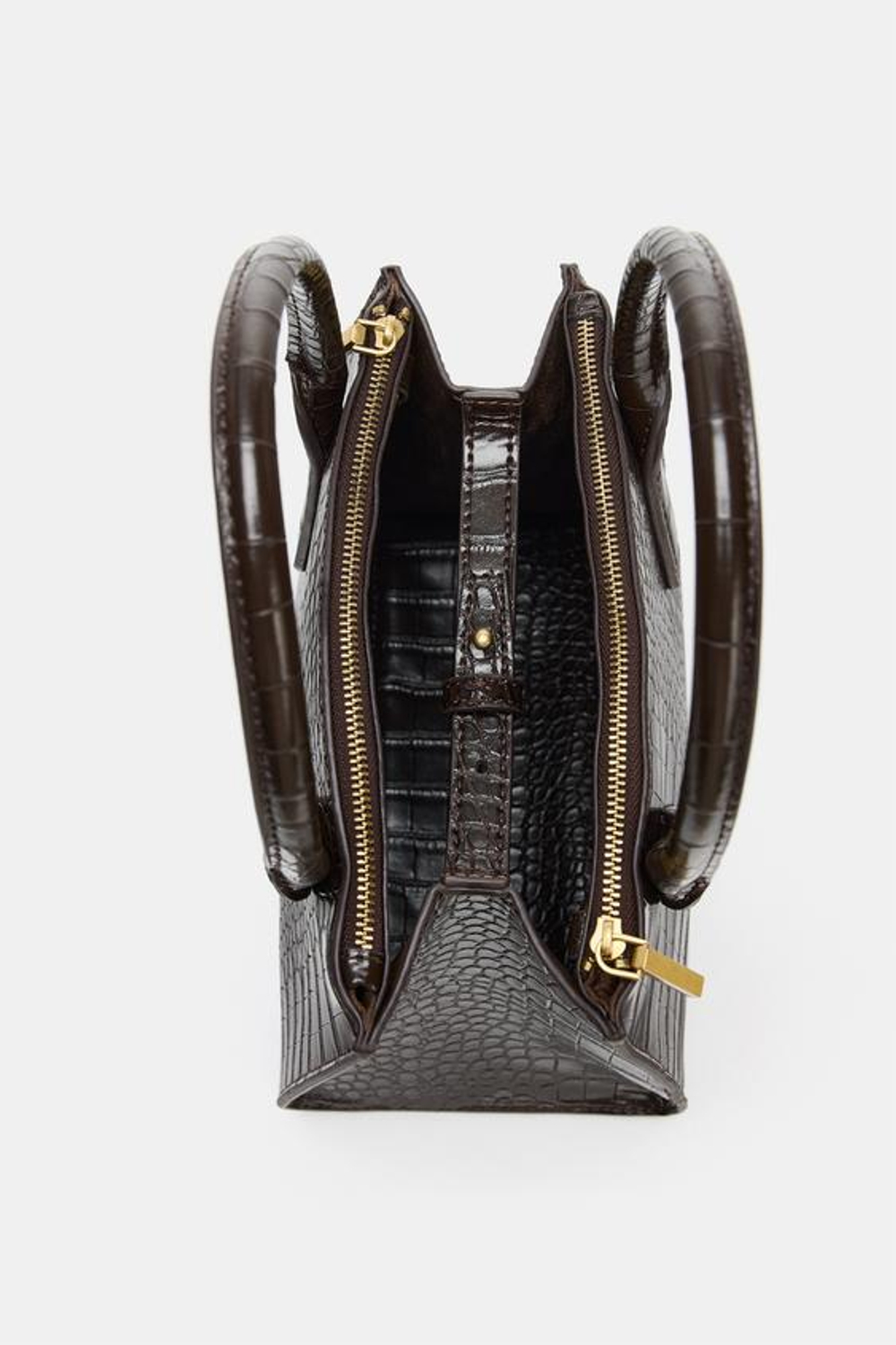 ZARA МИНИ-СУМКА С ТИСНЕНИЕМ, КОРИЧНЕВЫЙ