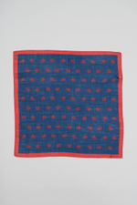 Шерстяной платок Ласточка и тюльпан BLUE/RED 70×70