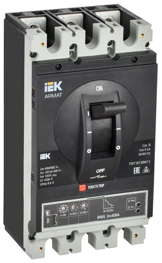 Выключатель автоматический в литом корпусе 3п I 100кА 630А расцепитель электронный стандарт. ARMAT IEK AR-MCCB-3I-100-0630A-ELSC Выключатель автоматический в литом корпусе 3п I 100кА 630А расцепитель электронный стандарт. ARMAT IEK AR-MCCB-3I-100-0630A-ELSC