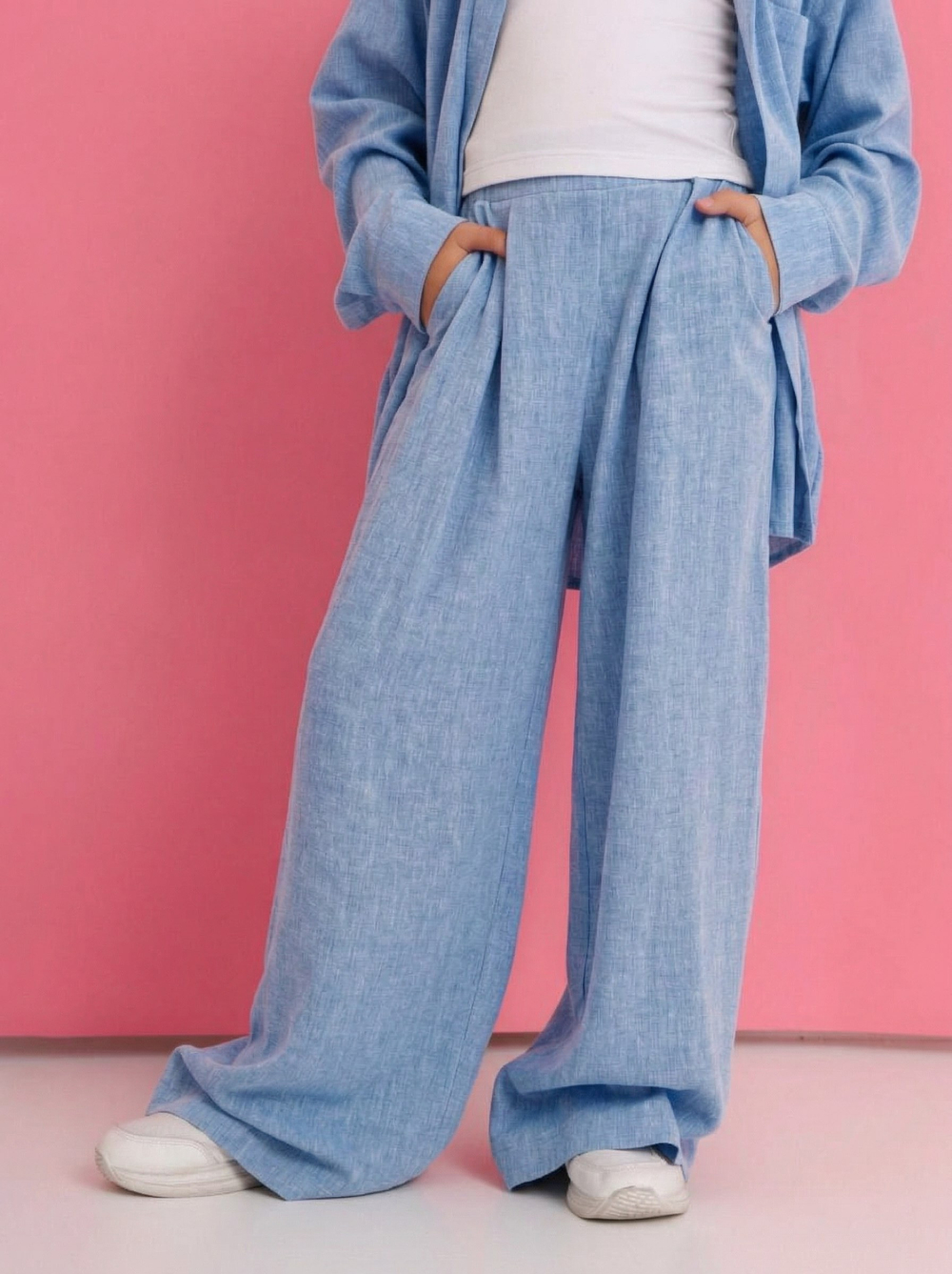 Брюки Лен, голубые