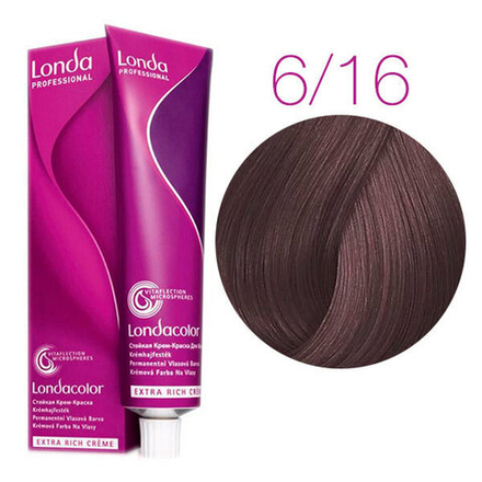 Londa Color стойкая крем-краска, 6/16 темный блонд пепельно-фиолетовый, 60мл