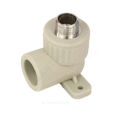 Угольник PP-R комбинированный серый Дн 20х1/2" НР с креплением VALFEX 10121020Г