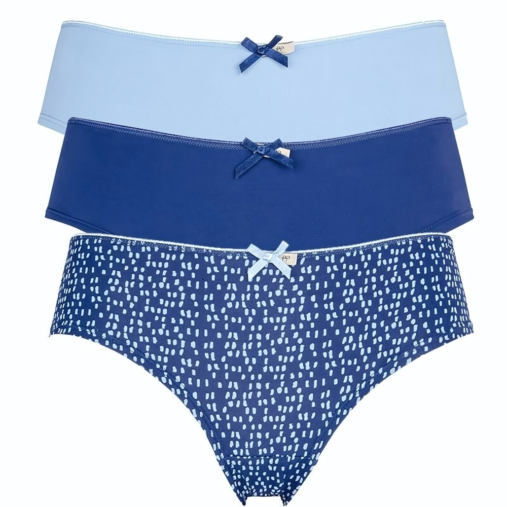 Набор из 3 сине-голубых трусиков-шортов Olivia (Размер: S) (Цвет: синий с голубым)