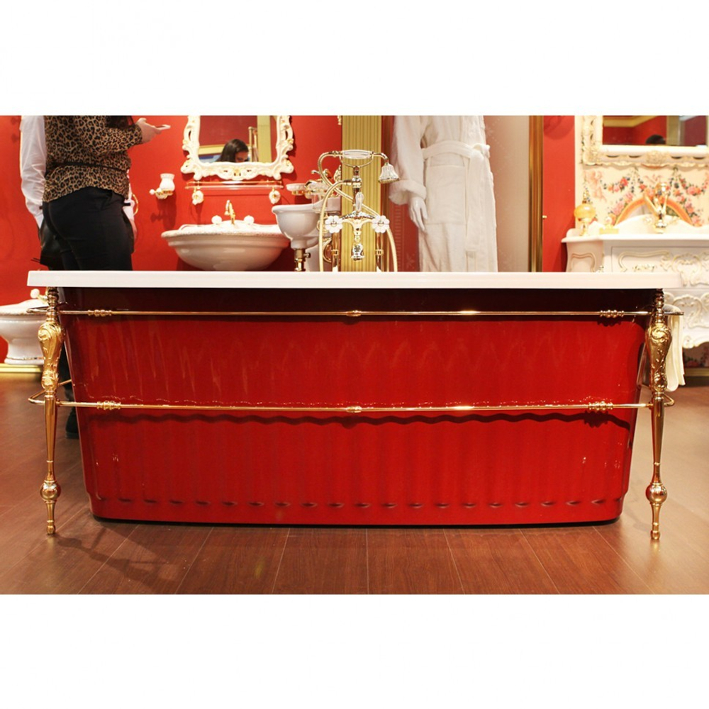 Ванна Migliore Olivia console 24268 174x80 см. акриловая отдельностоящая золотая/красная