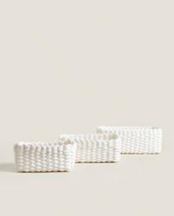 Zara Home Корзина из плетёной бумаги, цвет белый, 21 см
