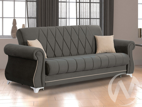 Диван прямой Бриз 2 (БД) НПБ ОПОРЫ БЕЛЫЕ/GROUND 06 (песочно-серый)/GROUND 05 (серый)