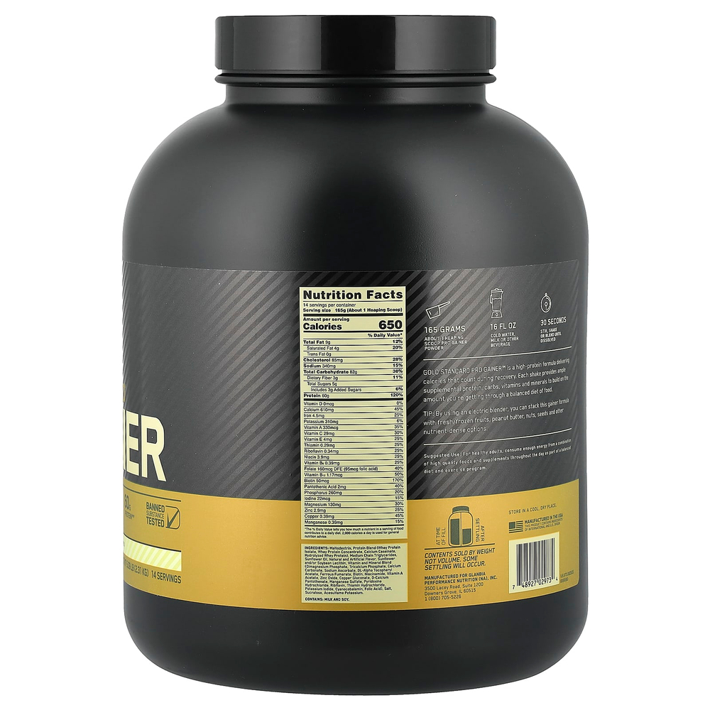 Optimum Nutrition, Gold Standard® Pro Gainer, со вкусом ванильного заварного крема, 2,31 кг (5,09 фунта)
