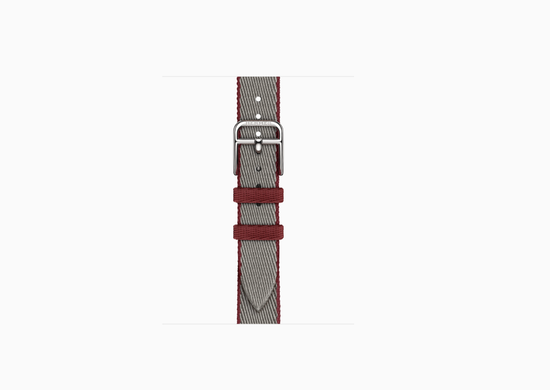 Apple Watch Hermès Series 11 42 mm Twill Jump Attelage Single Tour, Серо-бежевый с гранатовым краем