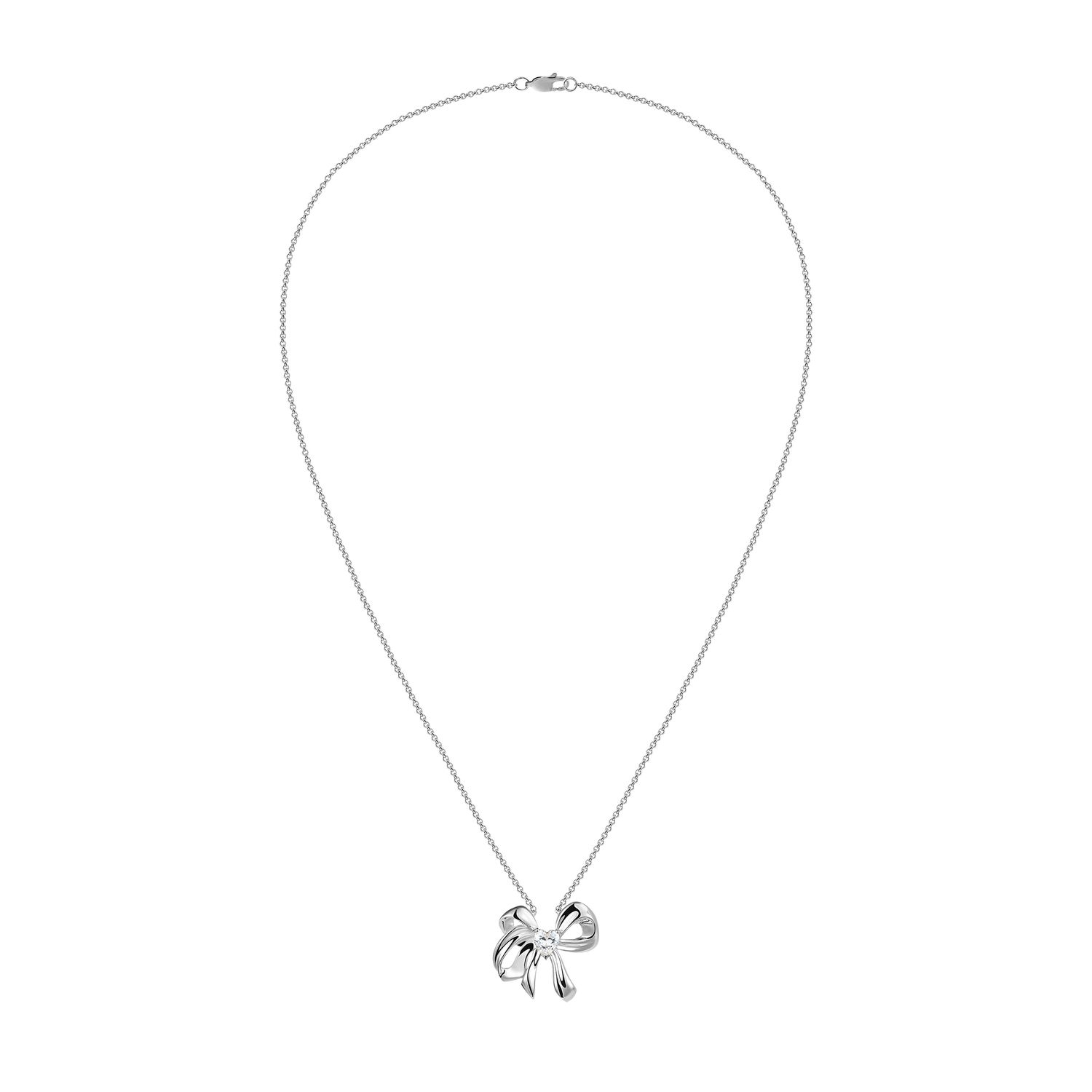 Колье Hearty Bow Necklace - Silver