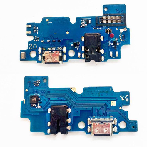 Шлейф для Samsung Galaxy A20 (A205F) плата системный разъем/разъем гарнитуры/микрофон - Премиум