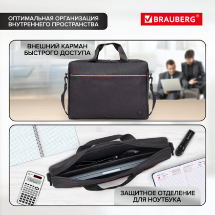 Сумка-портфель BRAUBERG "Practical" с отделением для ноутбука 15,6", черная, 29х40х7 см, 270829