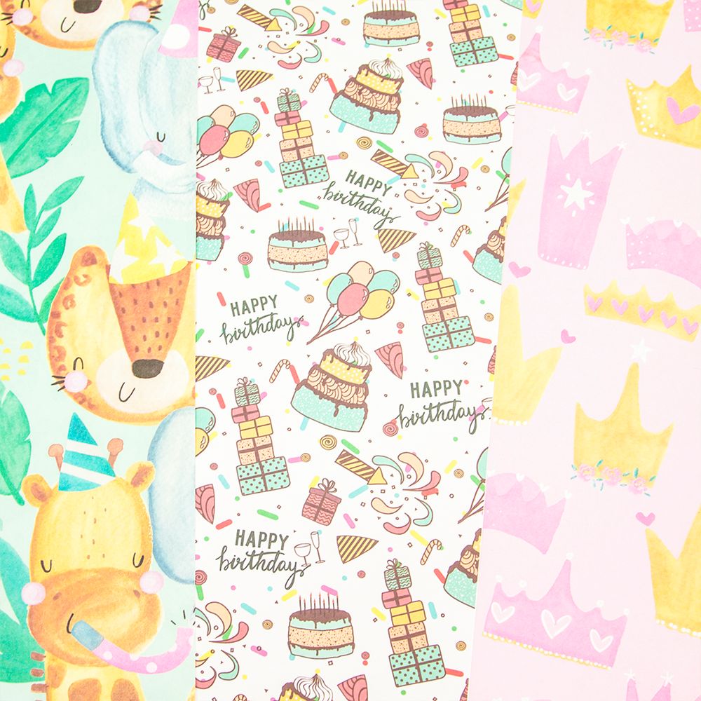 Упаковочная бумага (0,5*0,7 м) Сладости на День Рождения, 1 шт.