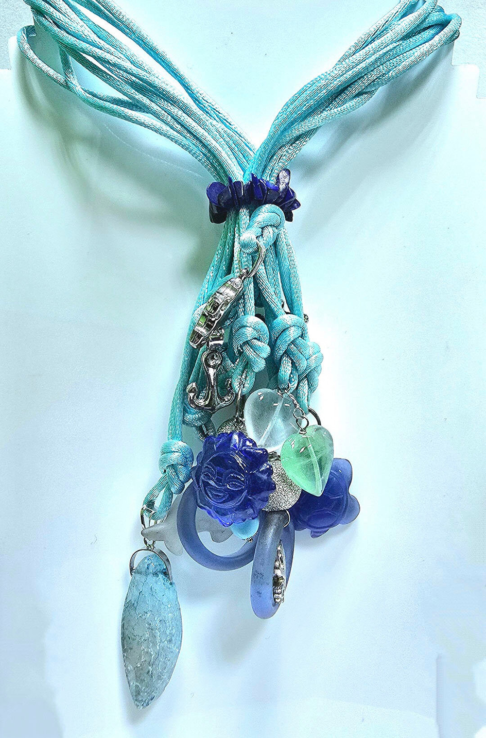 Колье Эстерелла серебро 925, бирюза, кварц, лазурит