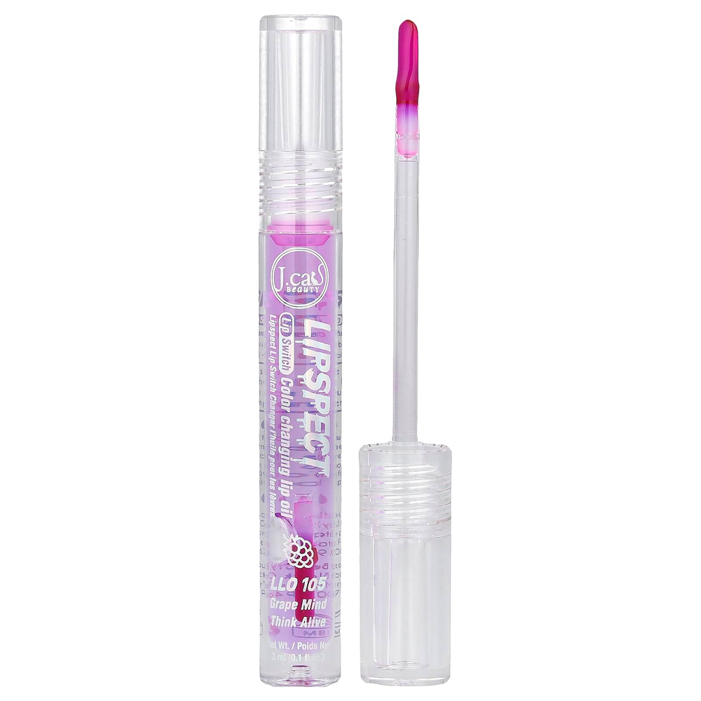 J.Cat Beauty, Lipspect, масло для губ, меняющее цвет, LLO 105 Grape Mind Think Alive, 3 мл (0,1 жидк. унции)