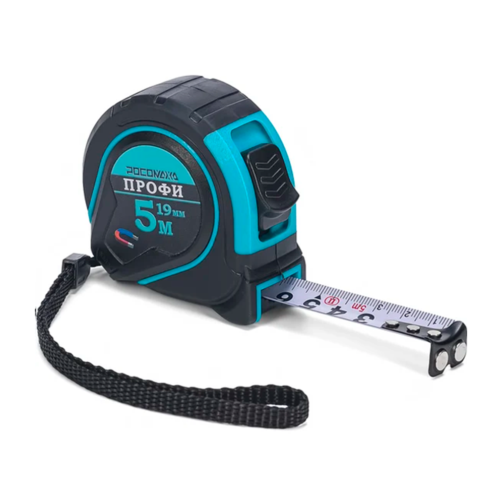 Рулетка в обр.корпусе ПРОФИ с магнитом (5,0 м; 19 мм) "РОСОМАХА" (602519)