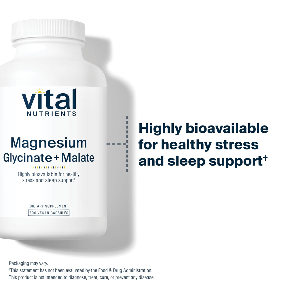 Vital Nutrients, Магний, глицинат + малат, 240 мг, 200 веганских капсул (120 мг на капсулу)
