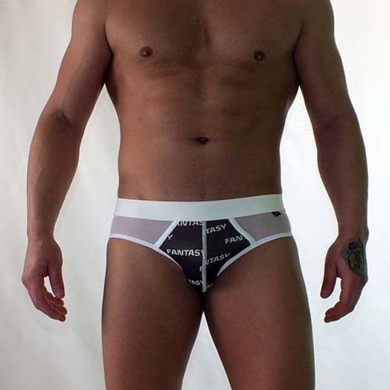 Трусы мужские брифы черные с полупрозрачной вставкой Van Baam 38133