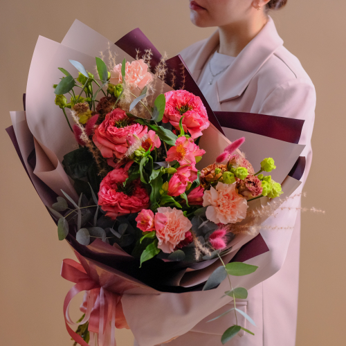 Купить Яркий букет с пионовидными розами Мандарин Экспрешн #192