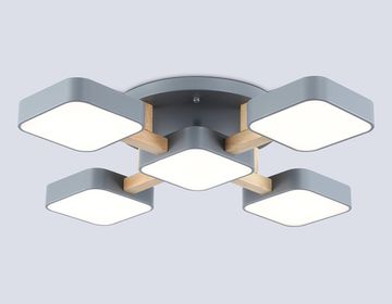 Люстра светодиодная на штанге 90W 3000K-6000K FL4882 серый/дерево Comfort LineTech Ambrella