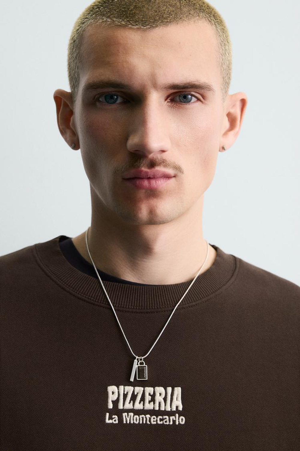 ZARA ТОЛСТОВКА С ПРИНТОМ PIZZERIA LA MONTECARLO, КОРИЧНЕВЫЙ