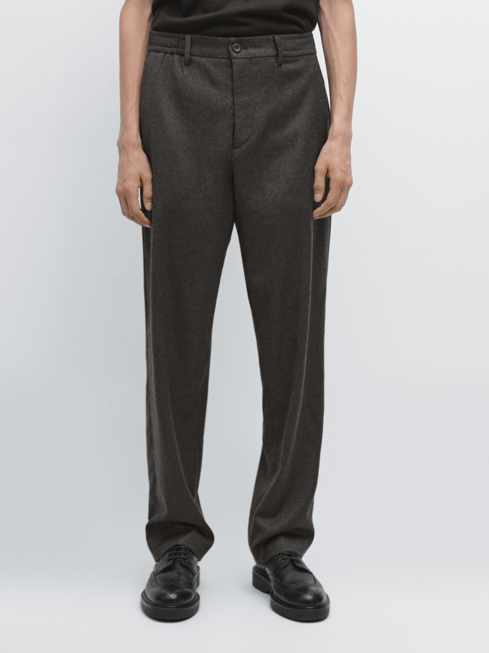 Massimo Dutti Шерстяные брюки с эластичным поясом, норка