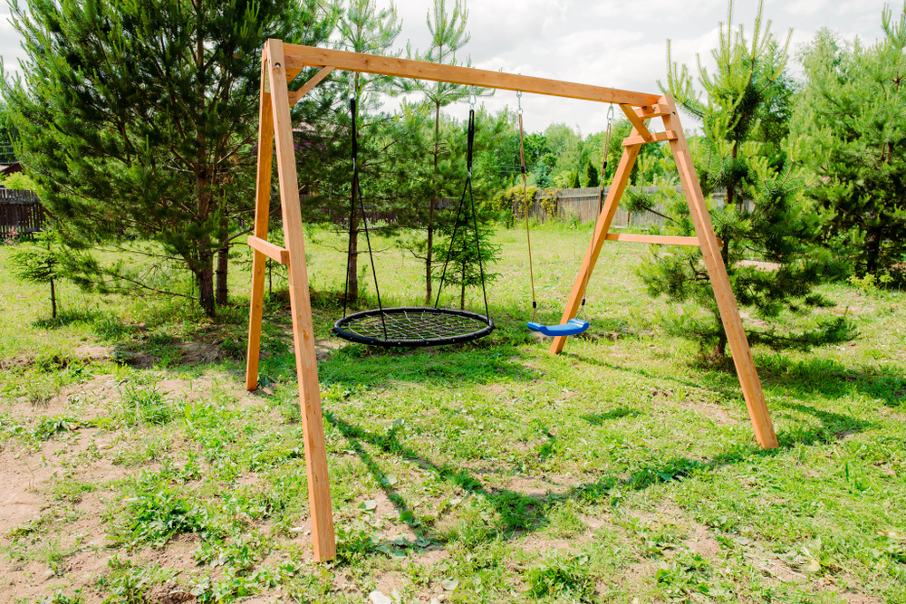 Деревянные качели с качелями гнездо 100 см
