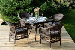 "Сицилия" обеденная группа плетеная, цвет коричневый